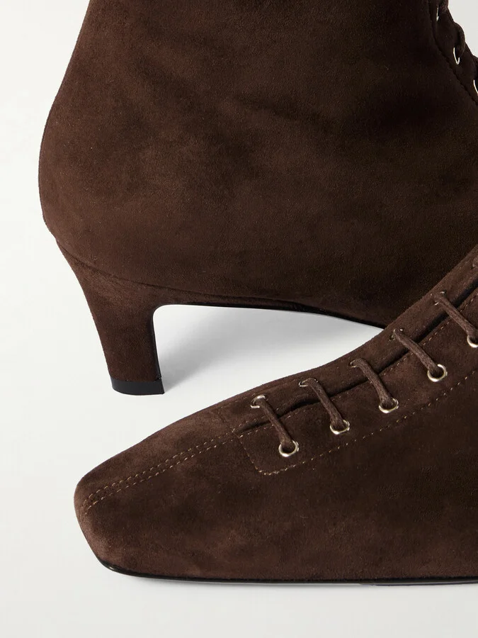 TOTEME - Lace-up Suede Boots - Brown - Image 4