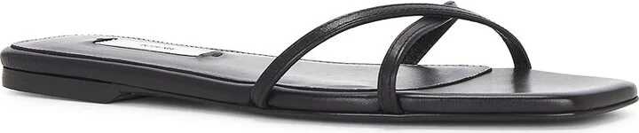 Toteme Leather Crossover Slide in Black - Image 2