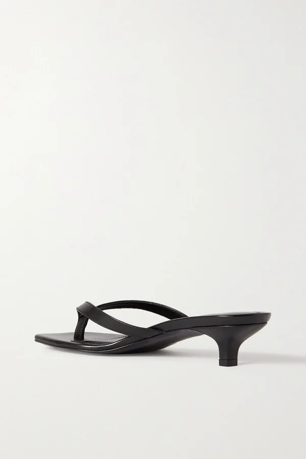 TOTEME - Leather Flip Flops - Black - Image 3