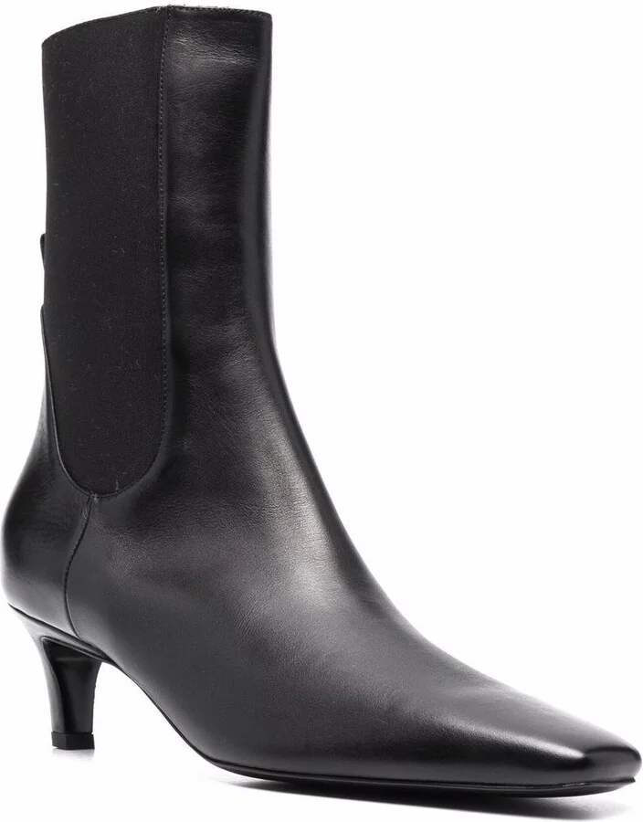 TOTEME Leather Mid Heel Boots - Image 2