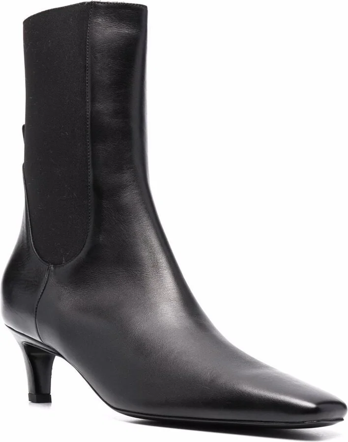 TOTEME Leather Mid Heel Boots - Image 3