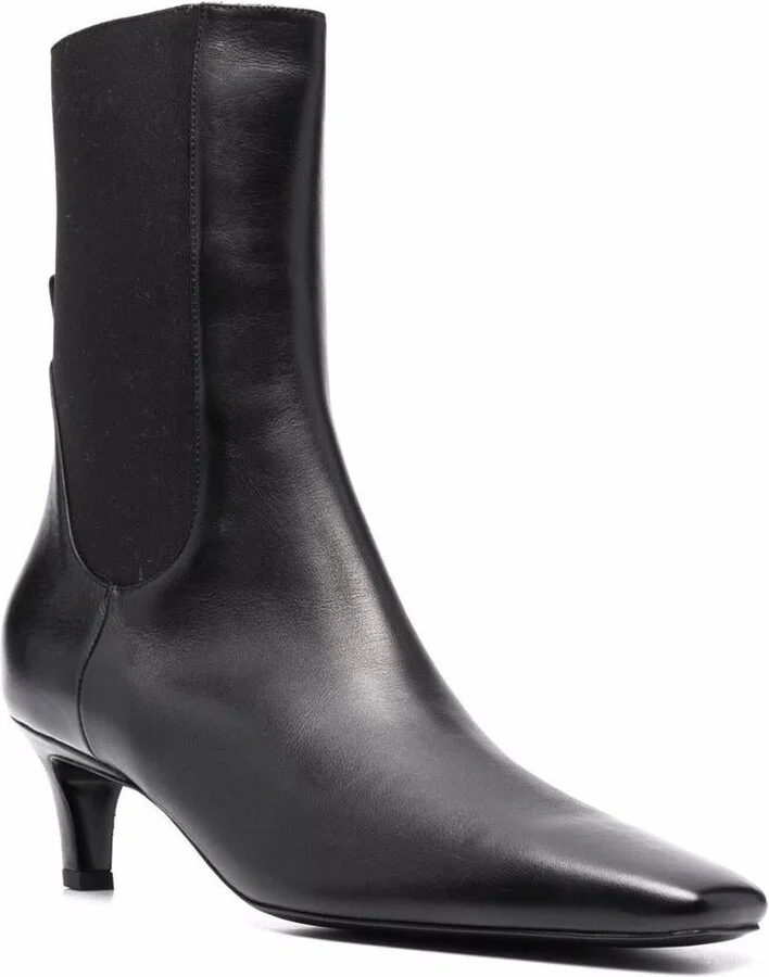 TOTEME Leather Mid Heel Boots - Image 2