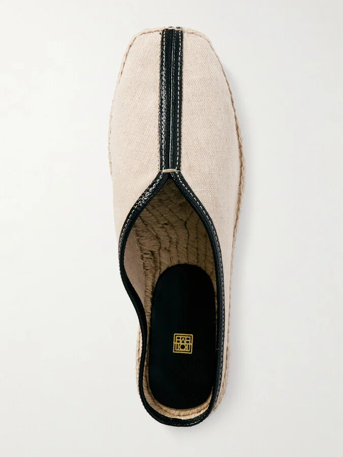 TOTEME - Leather-trimmed Canvas Slippers - Ecru - Image 5