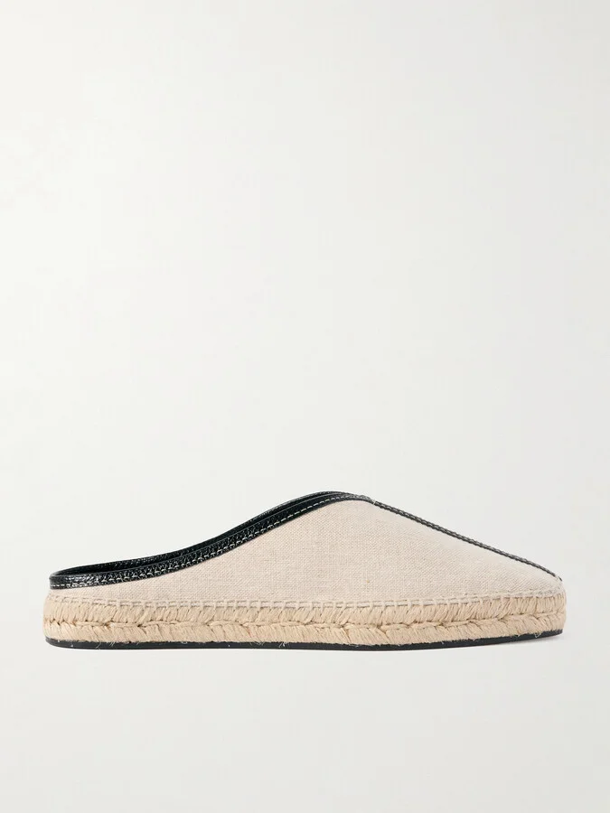 TOTEME - Leather-trimmed Canvas Slippers - Ecru