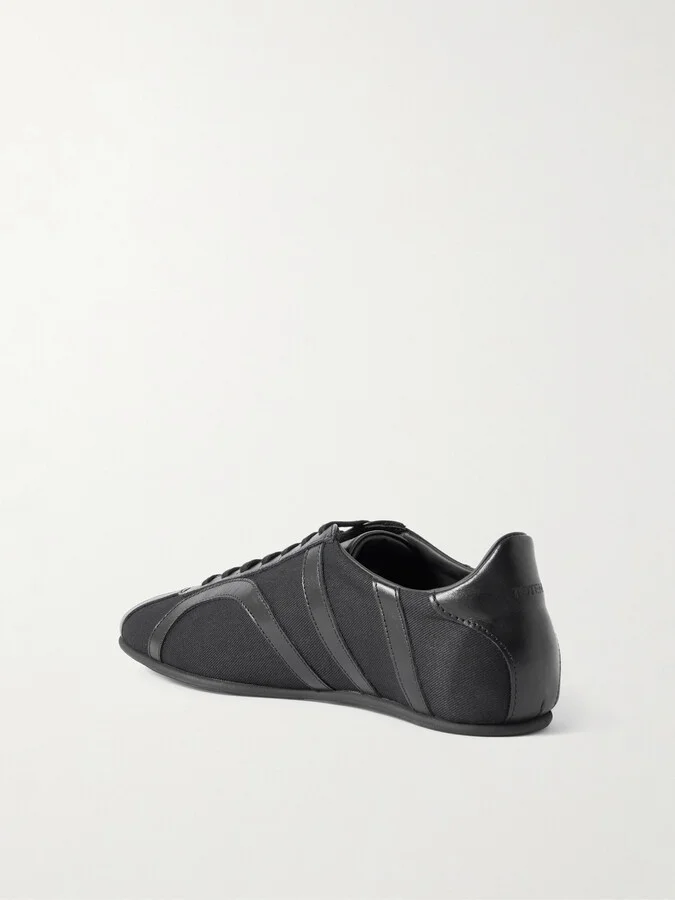 TOTEME - Leather-trimmed Cotton-canvas Sneakers - Black - Image 3