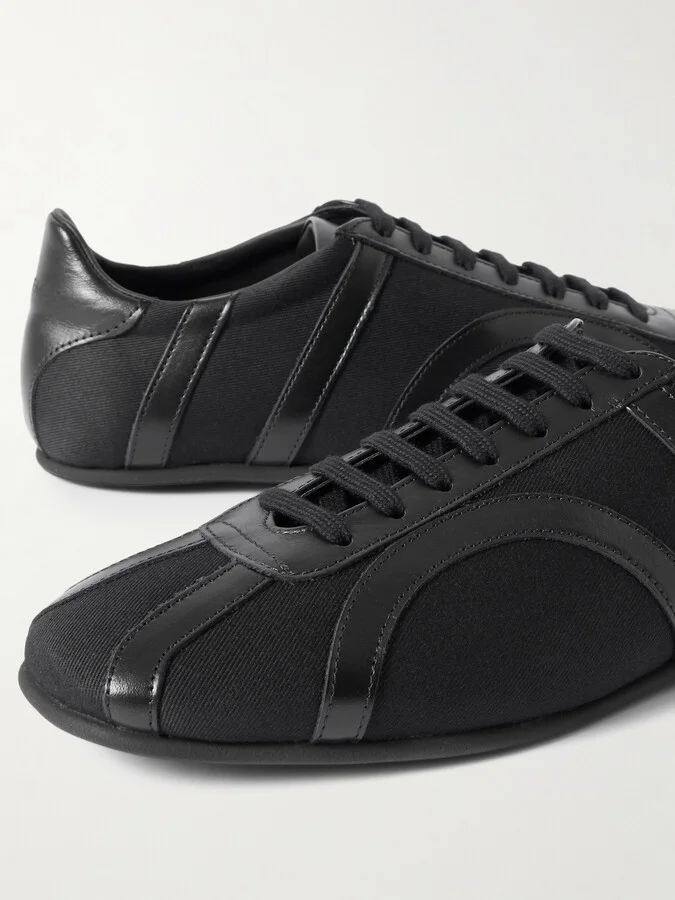 TOTEME - Leather-trimmed Cotton-canvas Sneakers - Black - Image 4