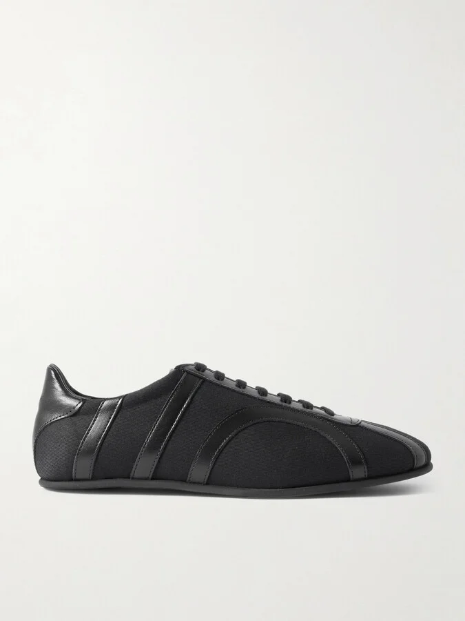 TOTEME - Leather-trimmed Cotton-canvas Sneakers - Black