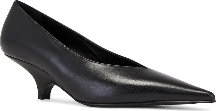 Toteme Leather Wedge Heel Pump in Black - Image 2