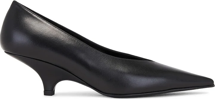 Toteme Leather Wedge Heel Pump in Black