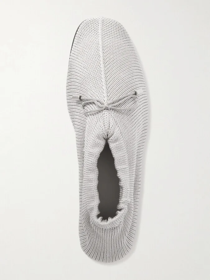 TOTEME - Metallic Knitted Ballet Flats - Silver - Image 5