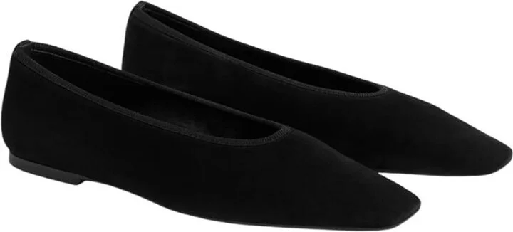 TOTEME Minimalist Black Suede Ballet Flats - Image 2