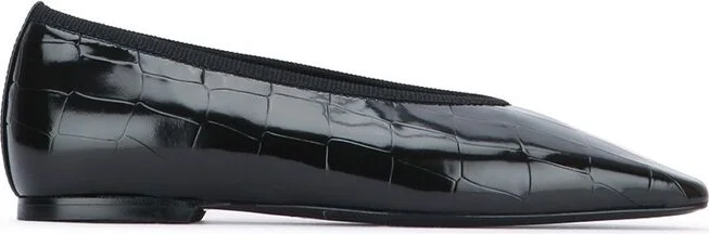 Totême Minimalist Croco-Embossed Slip-On Ballerinas