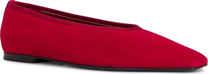 Toteme Minimalist Suede Ballerina Flat in Red - Image 2
