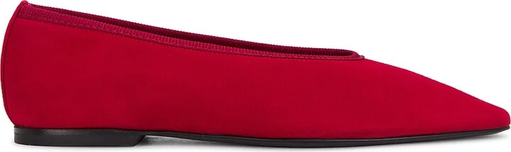 Toteme Minimalist Suede Ballerina Flat in Red