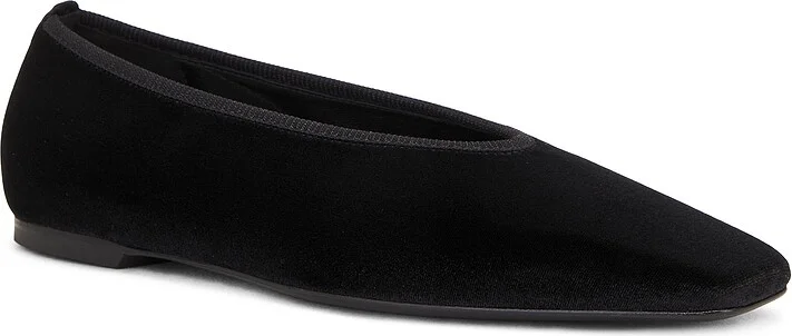 Toteme Minimalist Velvet Ballerina Flat in Black - Image 2