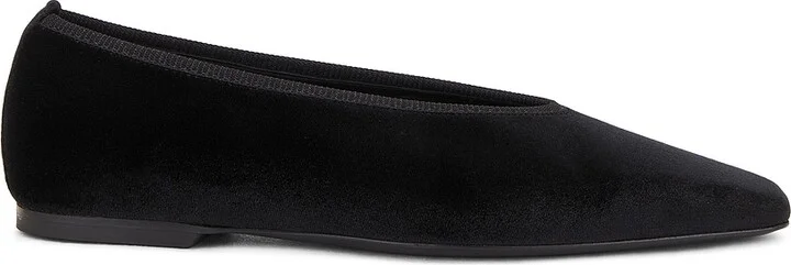 Toteme Minimalist Velvet Ballerina Flat in Black