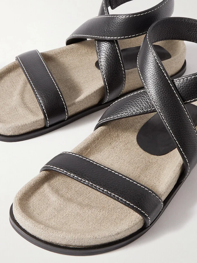 TOTEME - + Net Sustain Leather Sandals - Black - Image 4