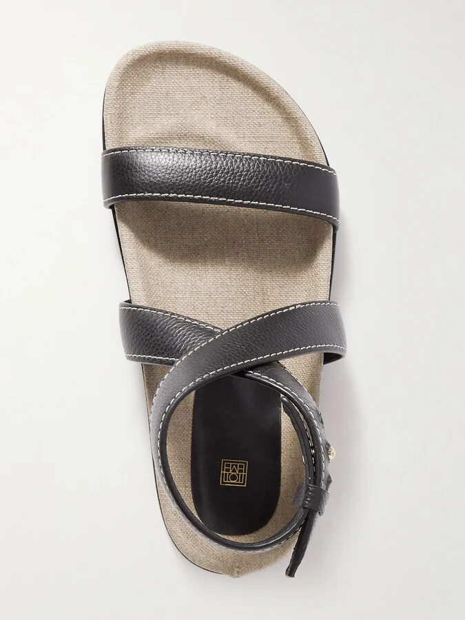 TOTEME - + Net Sustain Leather Sandals - Black - Image 5