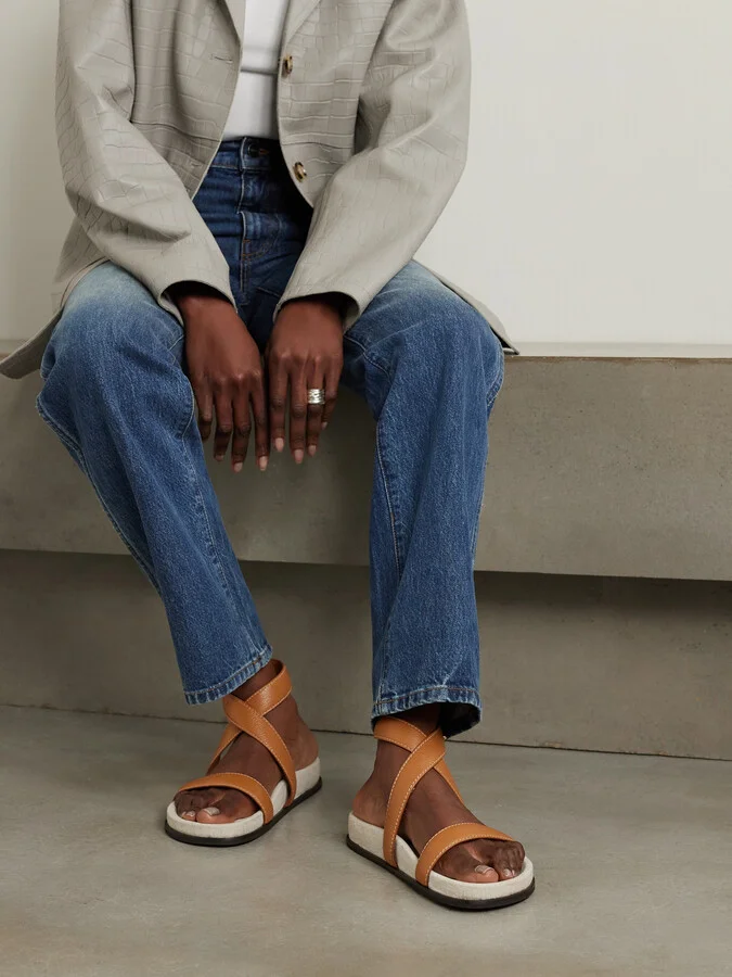 TOTEME - + Net Sustain Leather Sandals - Brown - Image 2