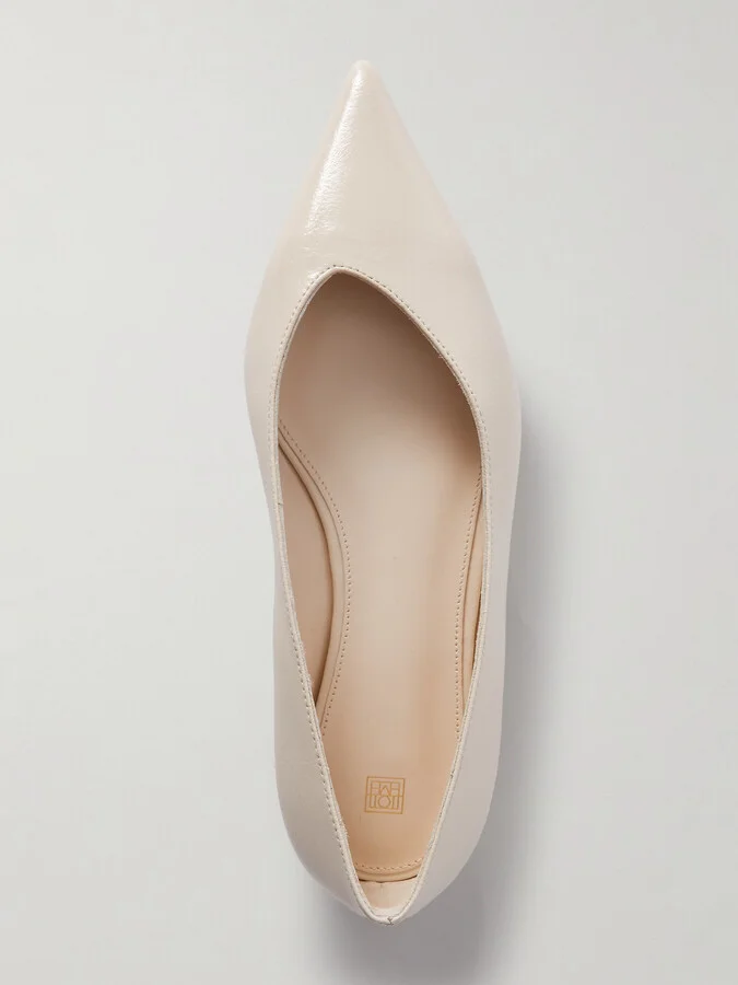 TOTEME - + Net Sustain The Asymmetric Ballerina Leather Point-toe Flats - White - Image 5