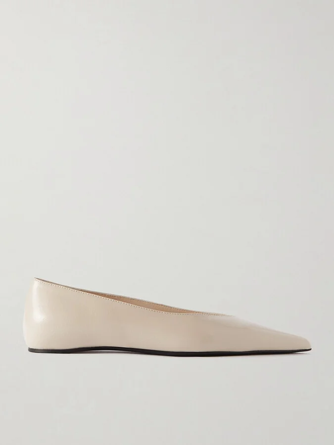 TOTEME - + Net Sustain The Asymmetric Ballerina Leather Point-toe Flats - White
