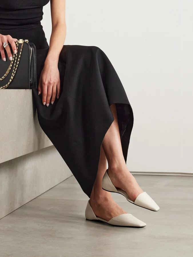 TOTEME - + Net Sustain The Asymmetric D'orsay Leather Point-toe Flats - White - Image 2