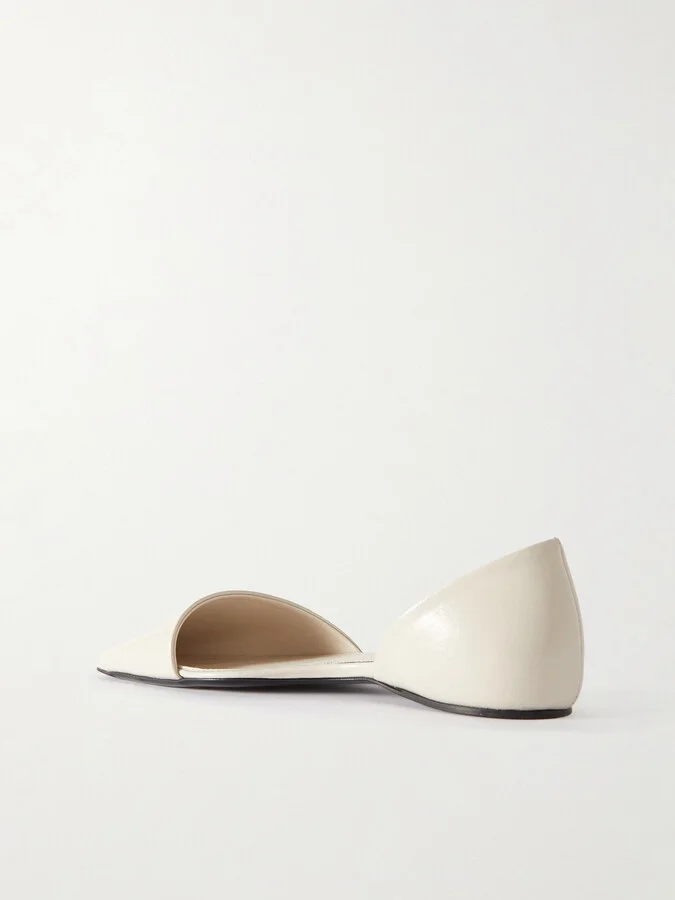 TOTEME - + Net Sustain The Asymmetric D'orsay Leather Point-toe Flats - White - Image 3