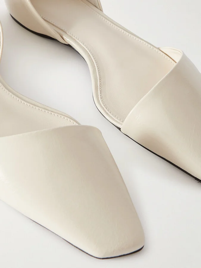 TOTEME - + Net Sustain The Asymmetric D'orsay Leather Point-toe Flats - White - Image 4