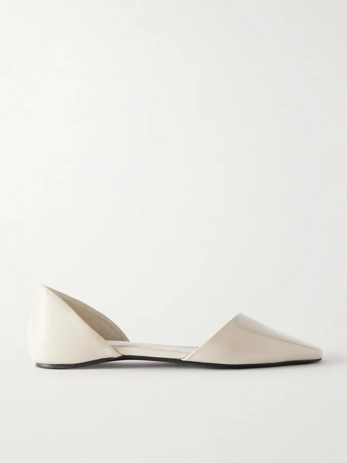 TOTEME - + Net Sustain The Asymmetric D'orsay Leather Point-toe Flats - White - Image 5