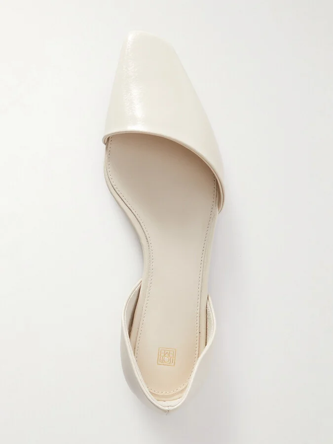 TOTEME - + Net Sustain The Asymmetric D'orsay Leather Point-toe Flats - White