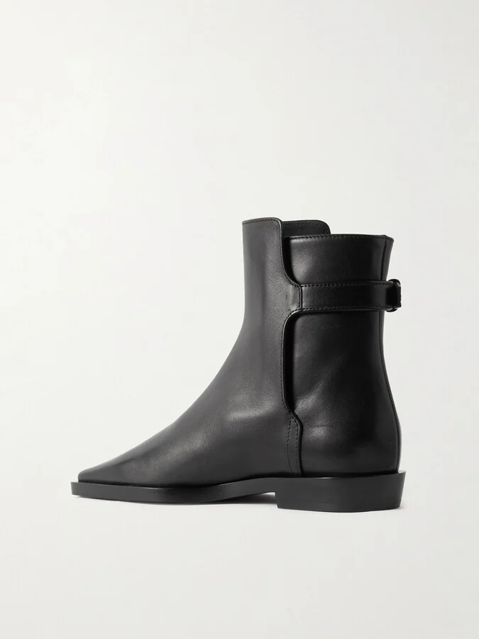 TOTEME - + Net Sustain The Belted Leather Ankle Boots - Black - Image 3