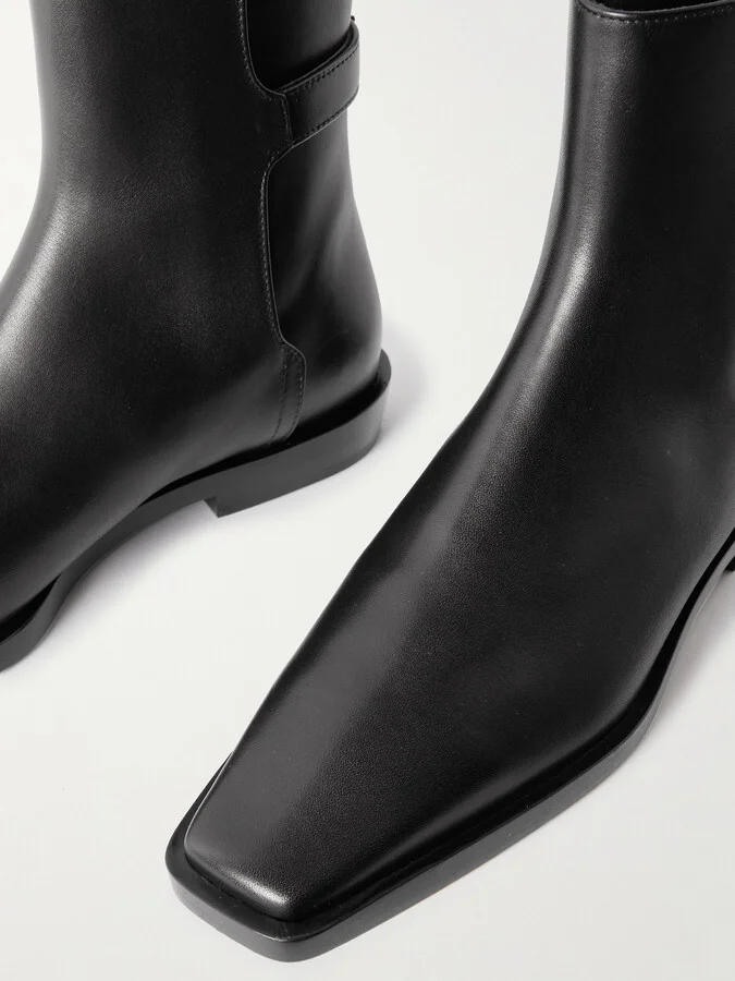 TOTEME - + Net Sustain The Belted Leather Ankle Boots - Black - Image 4