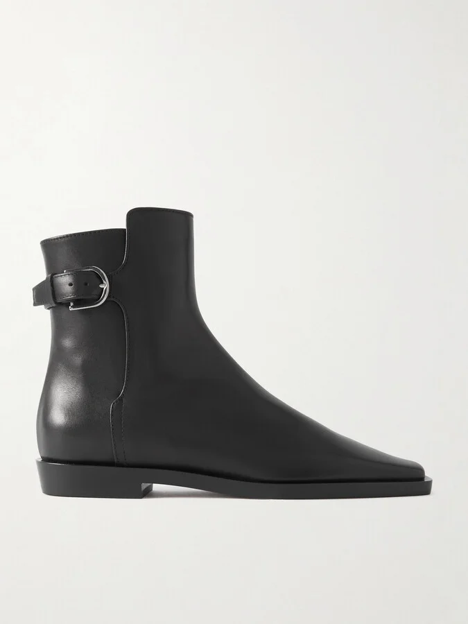 TOTEME - + Net Sustain The Belted Leather Ankle Boots - Black