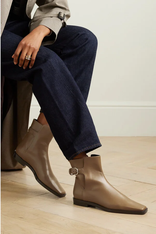 TOTEME - + Net Sustain The Belted Leather Ankle Boots - Neutrals - Image 2