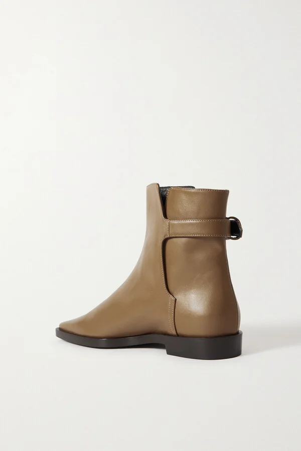 TOTEME - + Net Sustain The Belted Leather Ankle Boots - Neutrals - Image 3