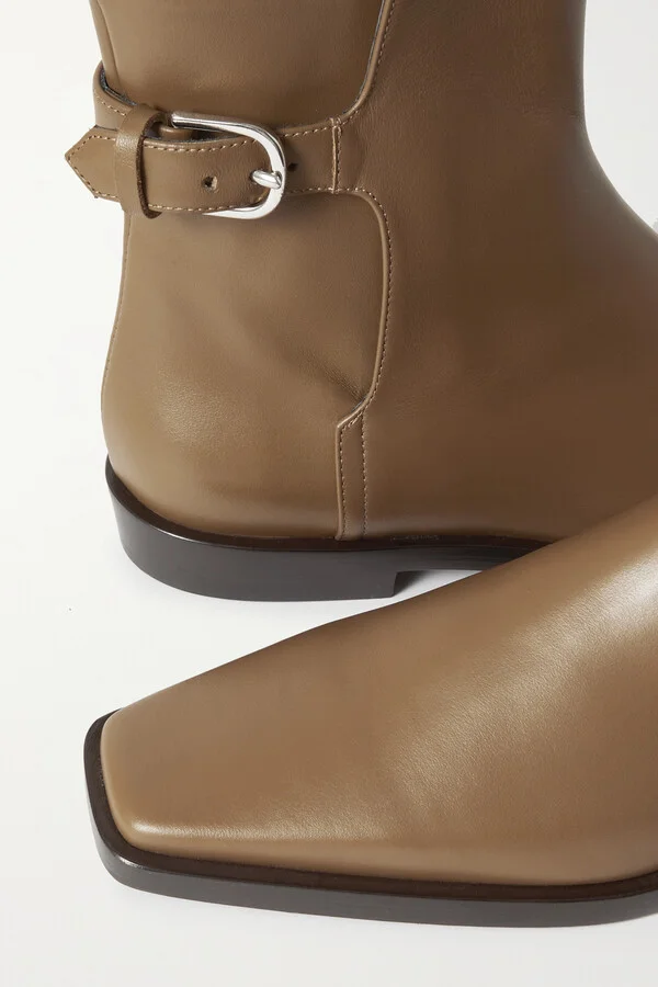TOTEME - + Net Sustain The Belted Leather Ankle Boots - Neutrals - Image 4