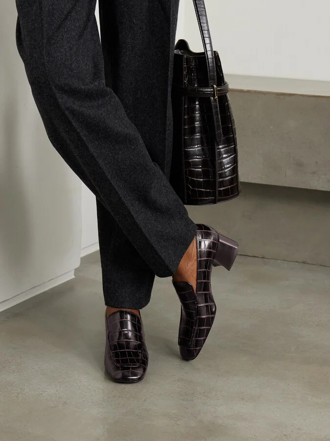 TOTEME - + Net Sustain The Block Heel Croc-effect Leather Pumps - Brown - Image 2