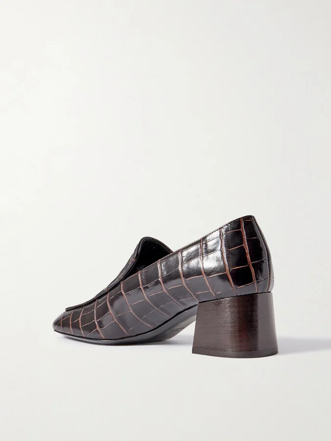 TOTEME - + Net Sustain The Block Heel Croc-effect Leather Pumps - Brown - Image 3
