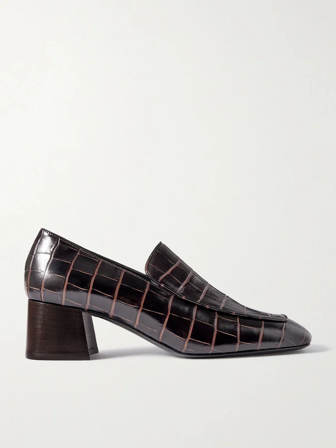 TOTEME - + Net Sustain The Block Heel Croc-effect Leather Pumps - Brown