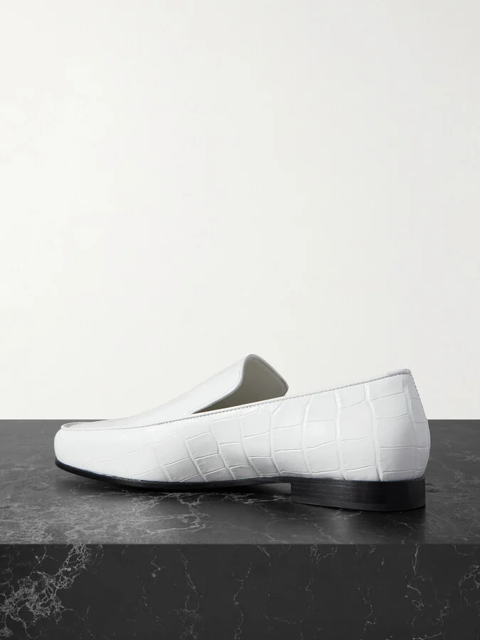TOTEME - + Net Sustain The Croco Oval Croc-effect Leather Loafers - White - Image 3