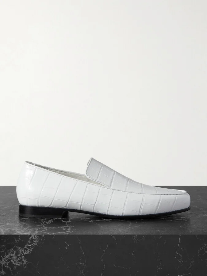 TOTEME - + Net Sustain The Croco Oval Croc-effect Leather Loafers - White