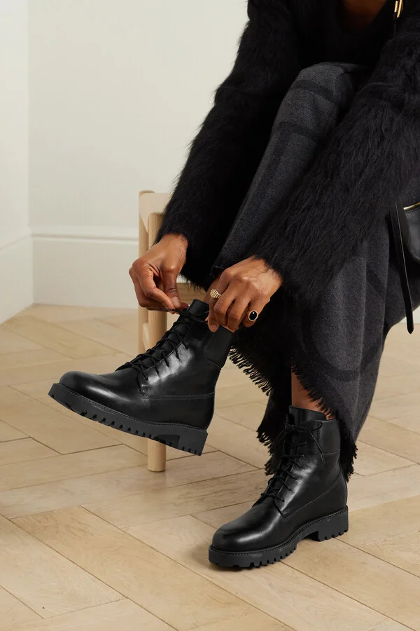 TOTEME - + Net Sustain The Husky Lace-up Leather Boots - Black - Image 2