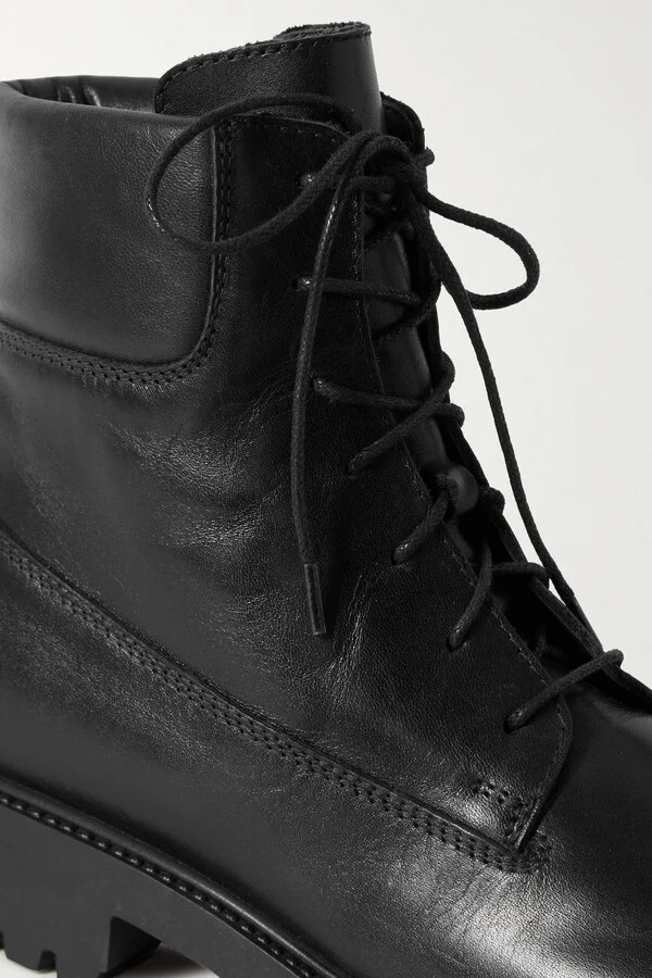 TOTEME - + Net Sustain The Husky Lace-up Leather Boots - Black - Image 4