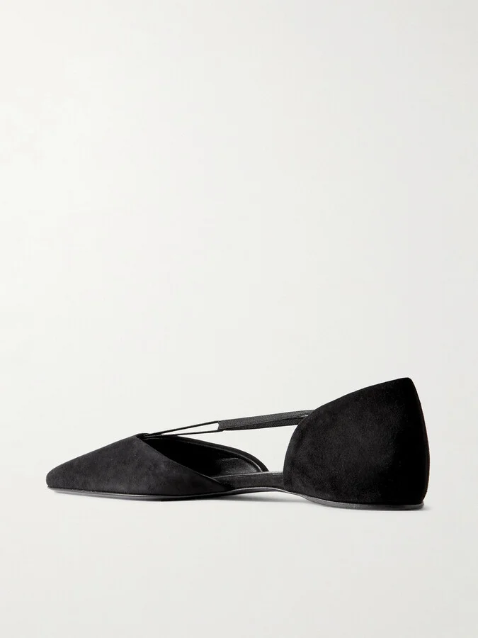 TOTEME - + Net Sustain The T-strap Suede Point-toe Flats - Black - Image 3