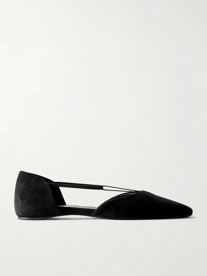 TOTEME - + Net Sustain The T-strap Suede Point-toe Flats - Black