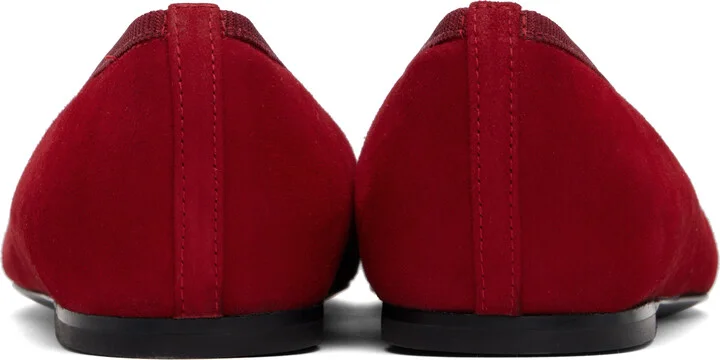 TOTEME Red Minimalist Suede Ballerina Flats - Image 2
