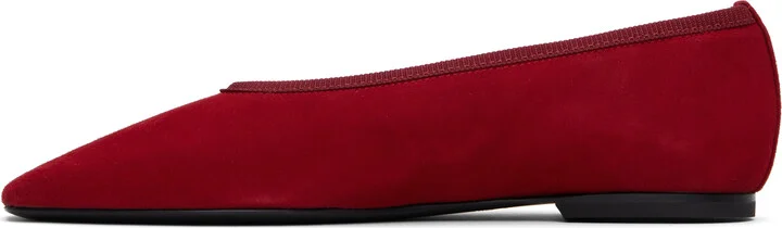 TOTEME Red Minimalist Suede Ballerina Flats - Image 3