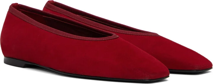 TOTEME Red Minimalist Suede Ballerina Flats - Image 4