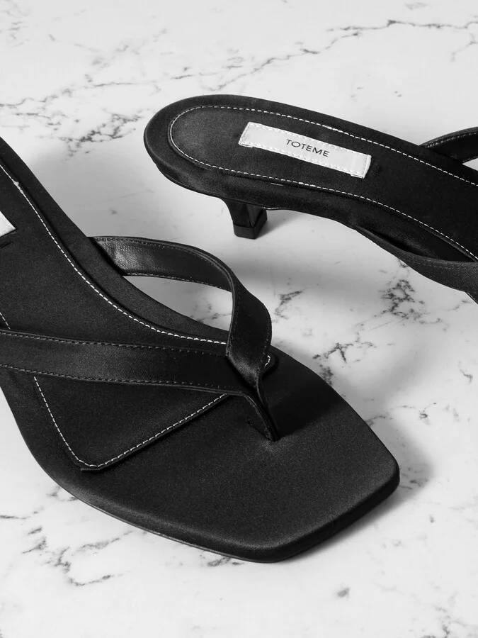 TOTEME - Satin Sandals - Black - Image 4