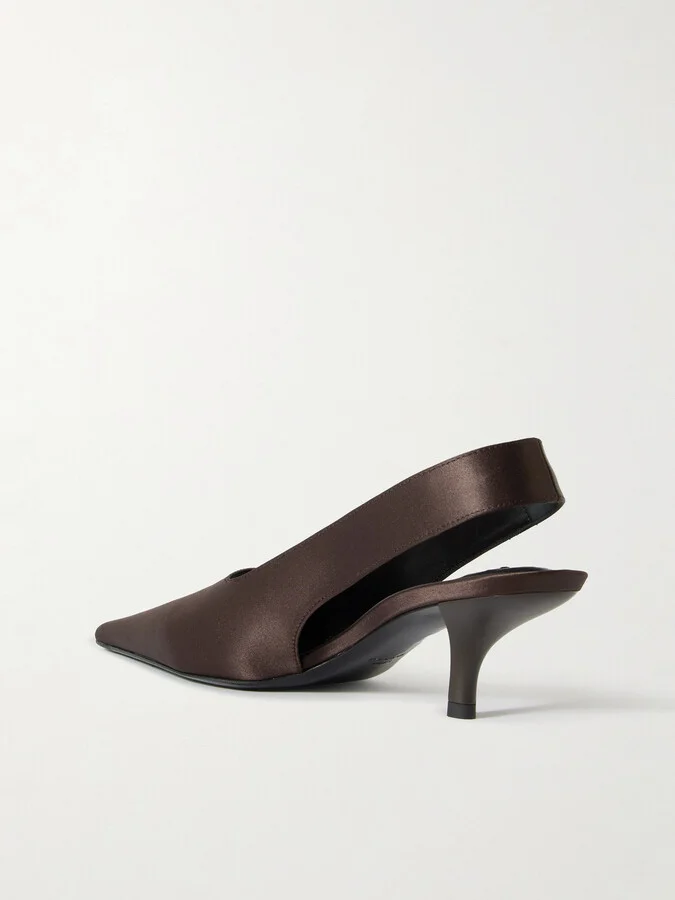 TOTEME - Satin Slingback Pumps - Brown - Image 3